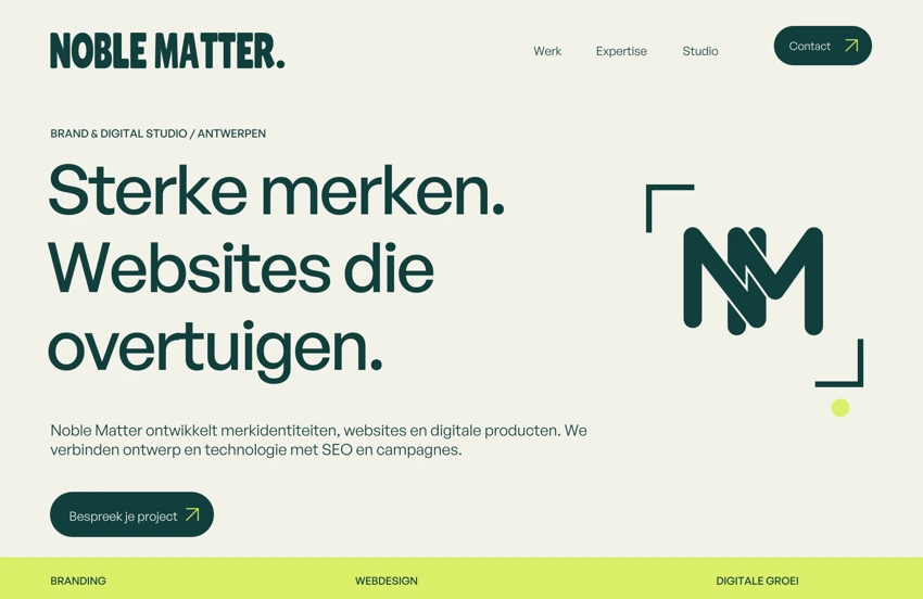 Huidige ontwerpproef: website desktop